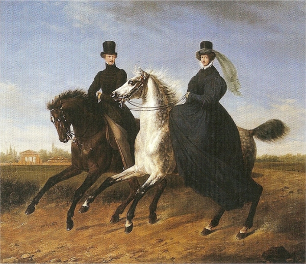 General Krieg of Hochfelden and his wife on horseback